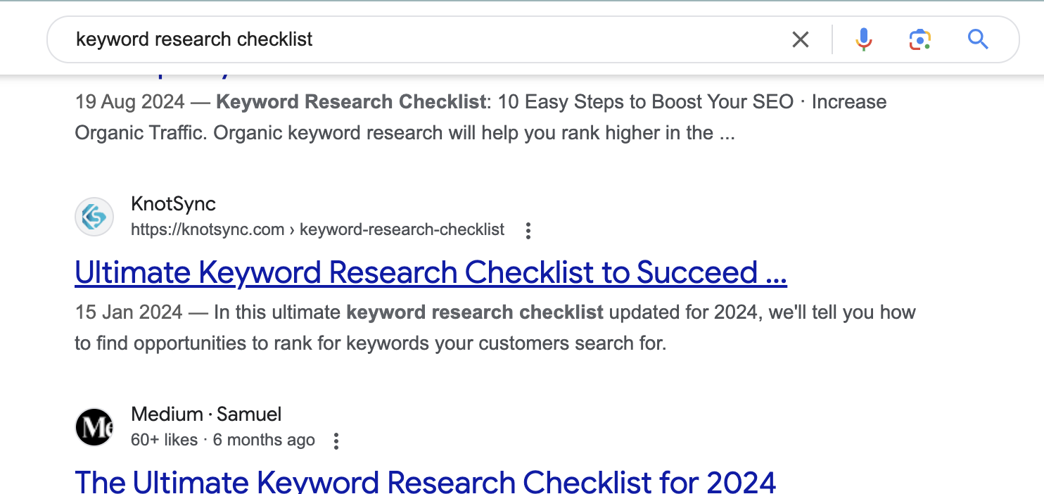 Keyword research checklist