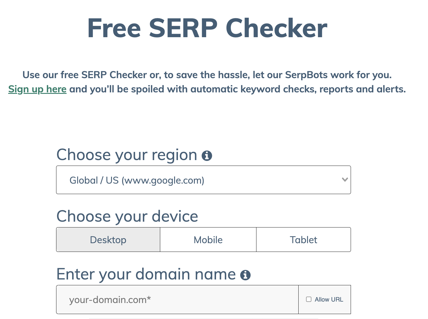 SERPRobot's FREE Google SERP Checker